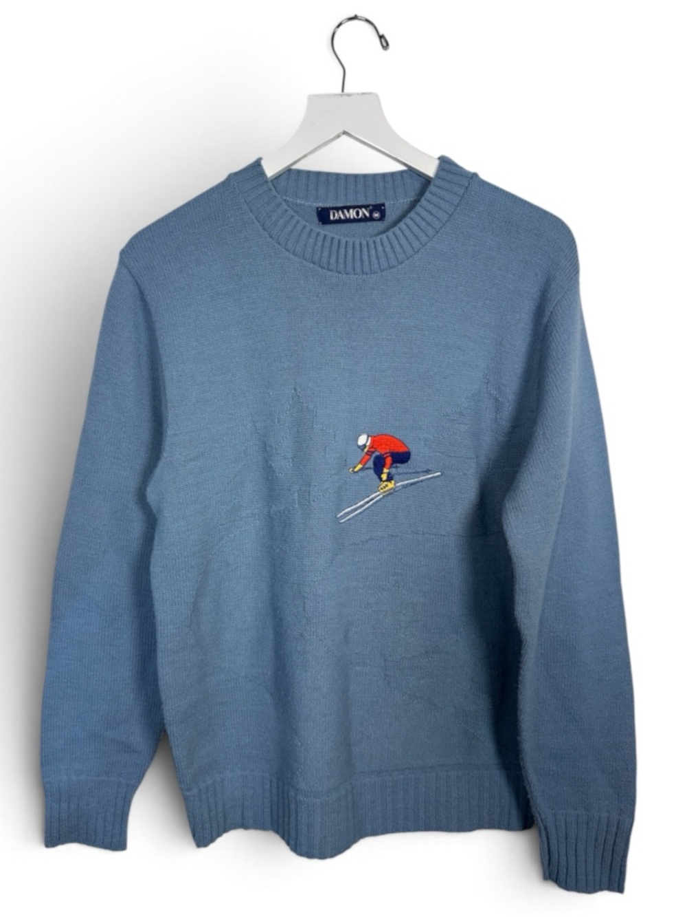 Damon Vintage 80s Ski Embroidered Skier Sweater M-424 Sz M
